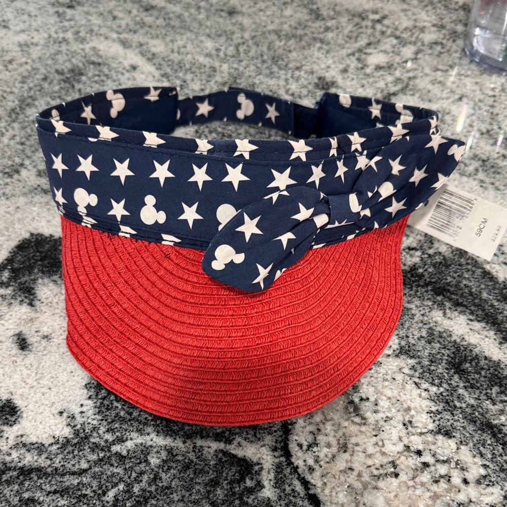 Disney Red Brim Navy Star & Mickey Visor